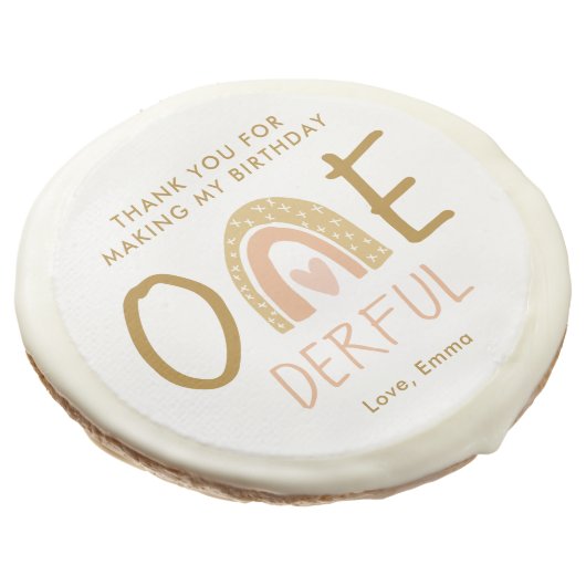 Rainbow 1st Birthday Girl Favors Sugar Cookie (Angled)