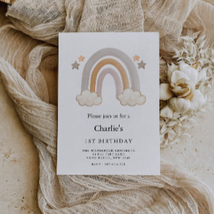 Rainbow 1st Birthday, Invitation