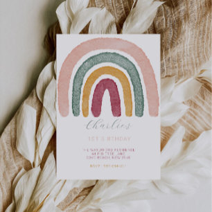 Rainbow 1st Birthday, Invitation