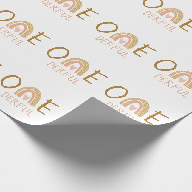 Rainbow 1st Birthday Onederful Birthday Favors Wrapping Paper (Corner)