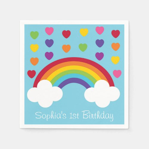 Rainbow 1st Birthday Paper Napkins