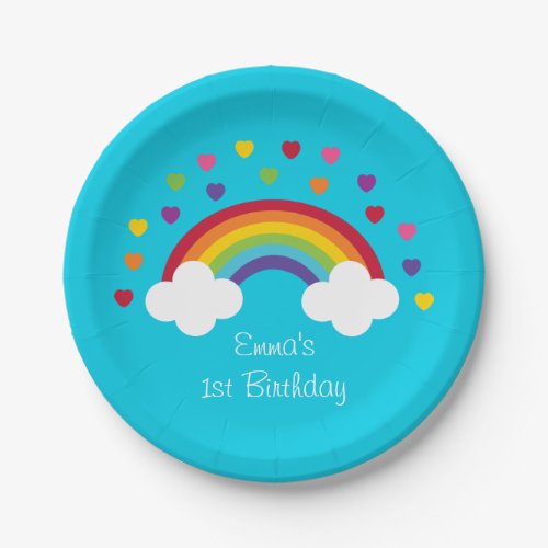 Rainbow 1st Birthday Paper Plates