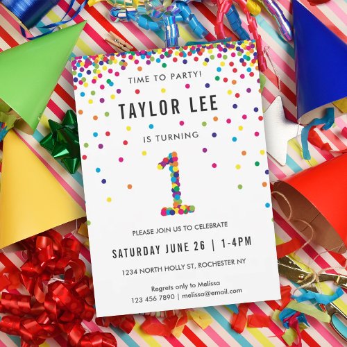 Rainbow 1st Birthday Party First Birthday Invitation