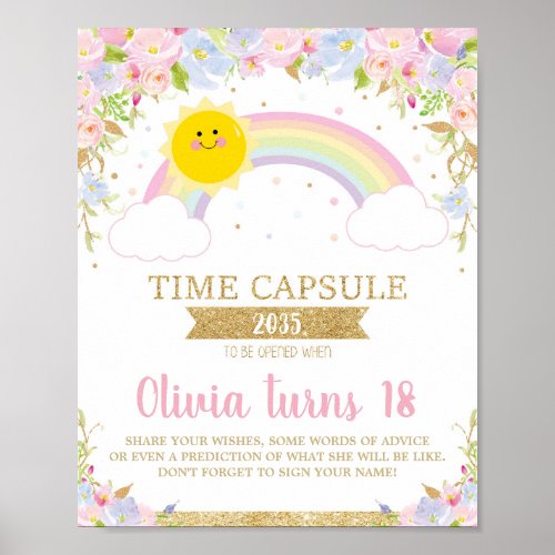 Rainbow 1st Birthday Time Capsule Game Activity Poster