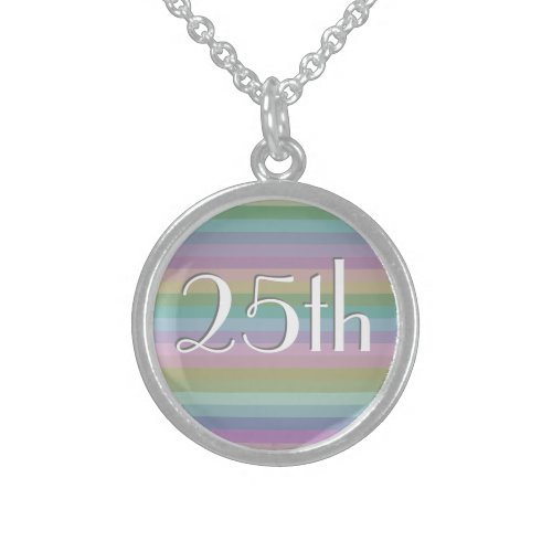 Rainbow 25th Wedding Anniversary Sterling Silver Necklace