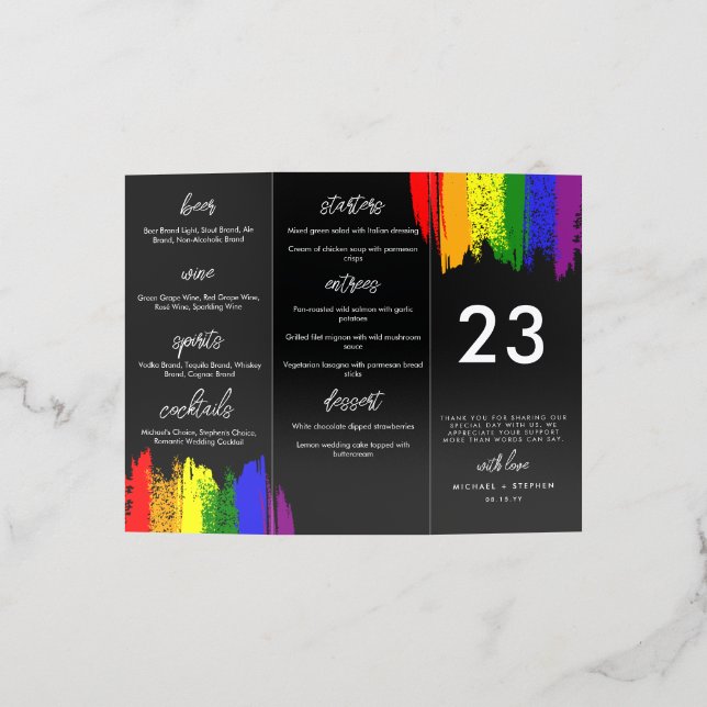 Rainbow 2 in 1 Menu Drink Table Number Wedding Brochure (Outside)