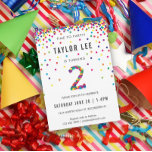 Rainbow 2nd Birthday Party, Second Birthday Invitation<br><div class="desc">Rainbow 2nd birthday / second birthday party invitations! Featuring your kid's party details and a "2" in confetti,  with fun rainbow colored confetti circles sprinkling from the top of these cute invites</div>