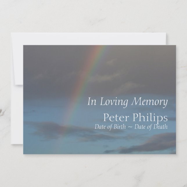 Rainbow 3 Funeral Memorial Service Announcement (Front)