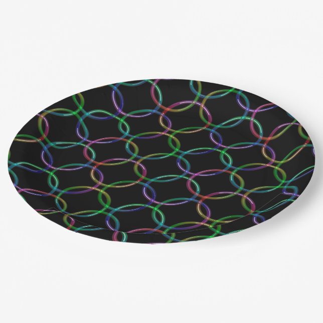 Rainbow 3D interlocking rings + your ideas Paper Plates (Angled)