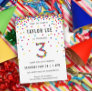 Rainbow 3rd Birthday Party, Third Birthday Invitation