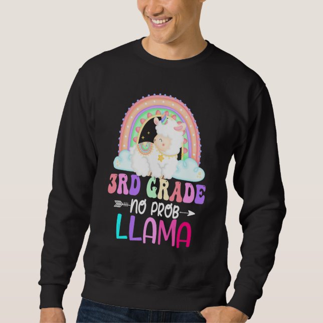 Rainbow 3rd Grade No Prob Llama 100th Day of Schoo Sweatshirt (Front)
