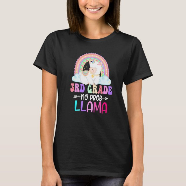 Rainbow 3rd Grade No Prob Llama 100th Day of Schoo T-Shirt (Front)