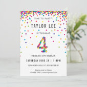 Rainbow 4 Year Old Birthday Party, 4th Bday Invitation (Standing Front)