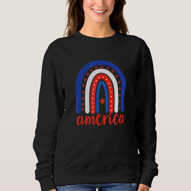 Rainbow 4ht Of July American Flag Patriotic Americ Sweatshirt (Front)