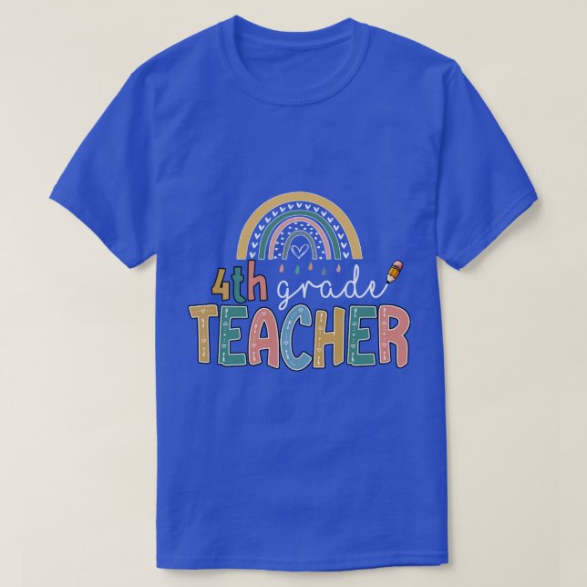 Rainbow 4th Grade Teacher Kinder Back to School 1 T-Shirt (Design Front)