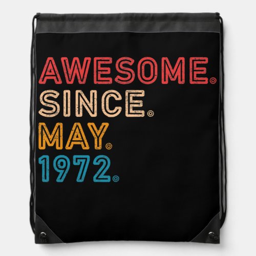 Rainbow 50th Birthday Awesome Since May 1972 50 Drawstring Bag