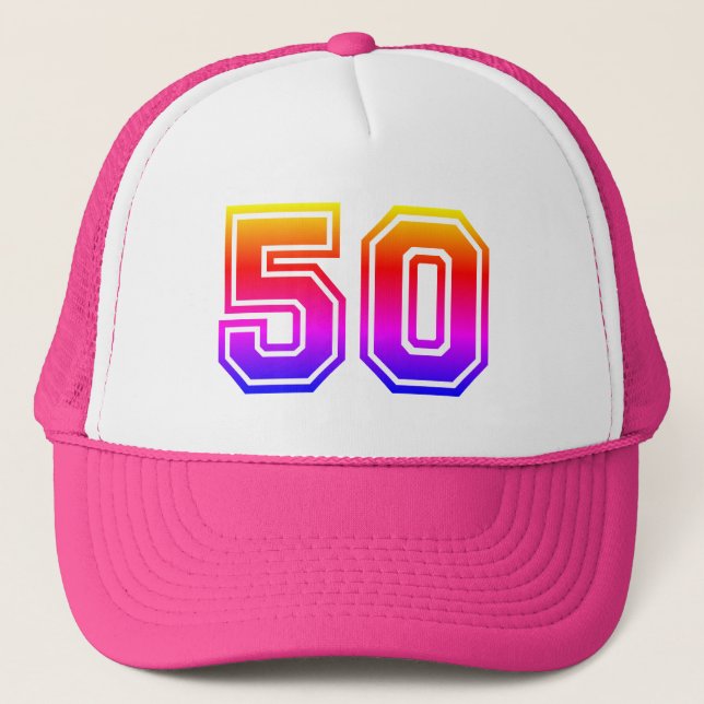 Rainbow 50th Birthday Party Trucker Hat (Front)