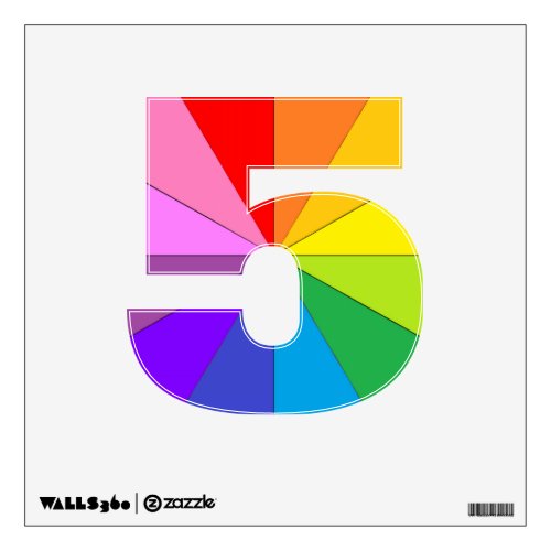 Rainbow 5 Colorwheel Numbers Wall Decals