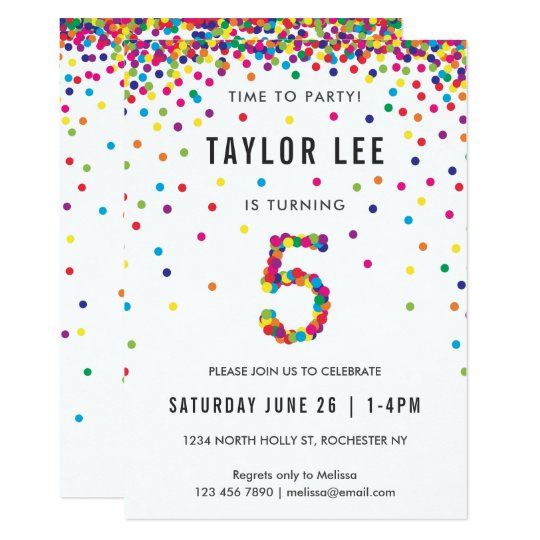 Rainbow 5 Year Old Birthday Party, 5th Birthday Invitation | Zazzle.com