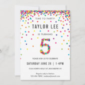 Rainbow 5 Year Old Birthday Party, 5th Birthday Invitation (Front)
