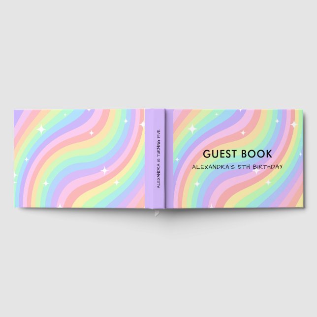 Rainbow 5th Birthday Girl Fourth Guest Book (Full)