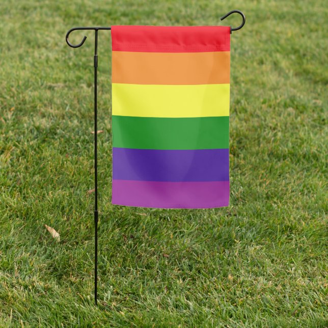 Rainbow 6 Color Stripe Gay Pride Garden Flag (In SItu)