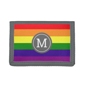 Rainbow 6 Stripe Custom Monogram Trifold Wallet by RandomLife at Zazzle