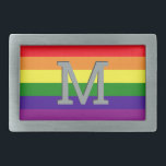 Rainbow 6 Stripe Gay Pride Monogram Initial Belt Buckle<br><div class="desc">Love has no limits. Celebrate June Pride Month and show your support for the LGBTQ community with this iconic 6 stripe rainbow gay pride belt buckle with custom monogram initial. Red,  orange,  yellow,  green,  blue and violet purple colors are a recognized symbol of dignity,  visibility,  and equality.</div>