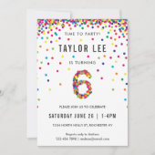 Rainbow 6th Birthday Party, Sixth Birthday Invitation (Front)