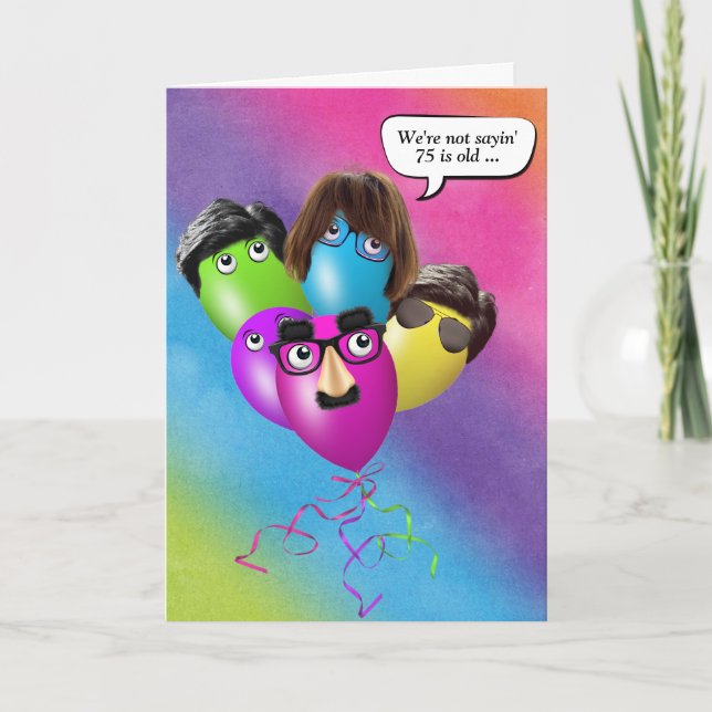 Rainbow 75th Birthday Balloons From Group Card (Front)