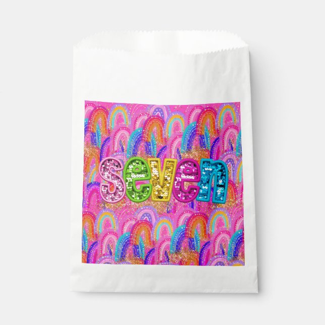 Rainbow 7th Birthday Favor Bag (Front)
