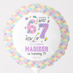 Rainbow 7th Birthday I Was 6, Now 7 Kids Balloon