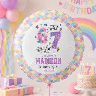 Rainbow 7th Birthday I Was 6, Now 7 Kids Balloon