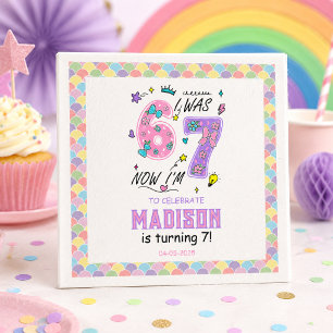 Rainbow 7th Birthday I Was 6, Now 7 Kids Napkins