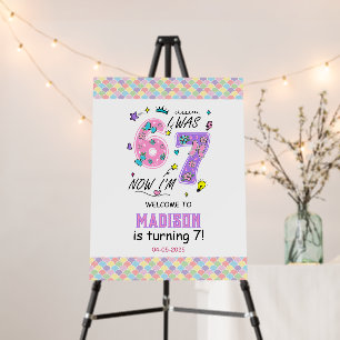 Rainbow 7th Birthday   I Was 6, Now 7   Kids Party Foam Board