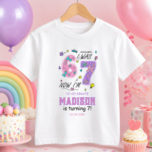 Rainbow 7th Birthday I Was 6, Now 7 Kids T-Shirt