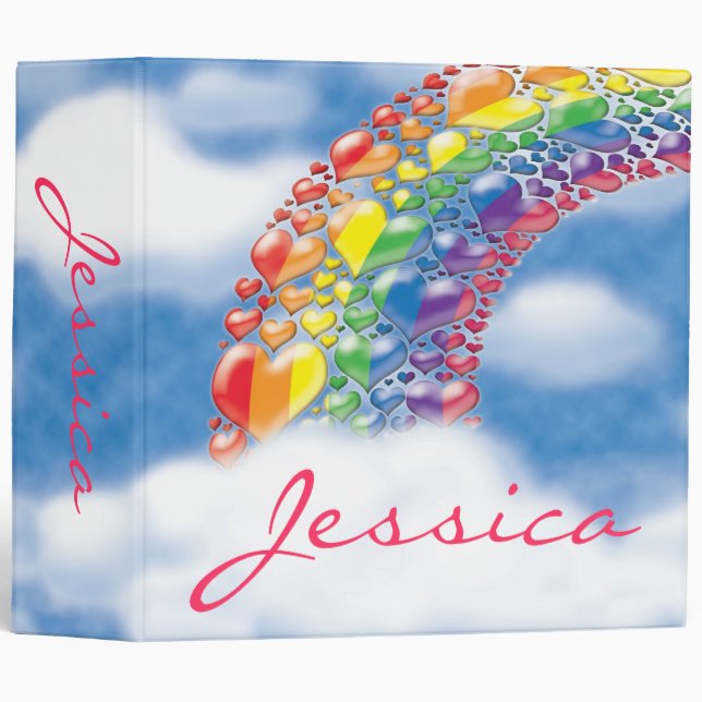 Rainbow 80s Hearts Binder 2 inch (Front/Spine)