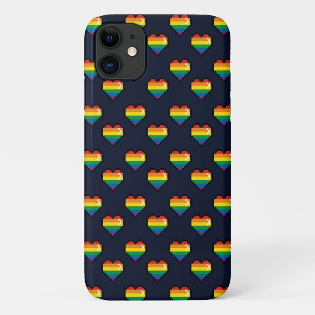 Rainbow 8 Bit Heart Pattern Case-Mate iPhone Case (Back)