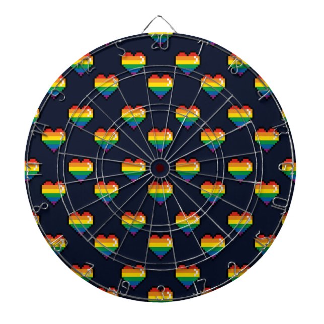 Rainbow 8 Bit Heart Pattern Dart Board (Front)