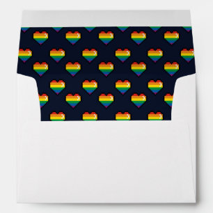 Rainbow 8 Bit Heart Pattern Envelope