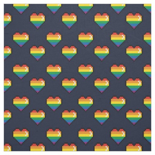 Rainbow 8 Bit Heart Pattern Fabric