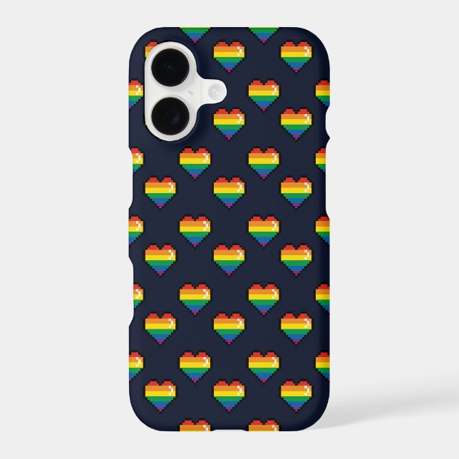Rainbow 8 Bit Heart Pattern Iphone Case (Back)