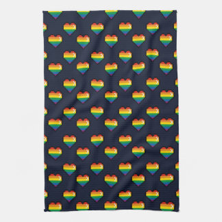 Rainbow 8 Bit Heart Pattern Kitchen Towel