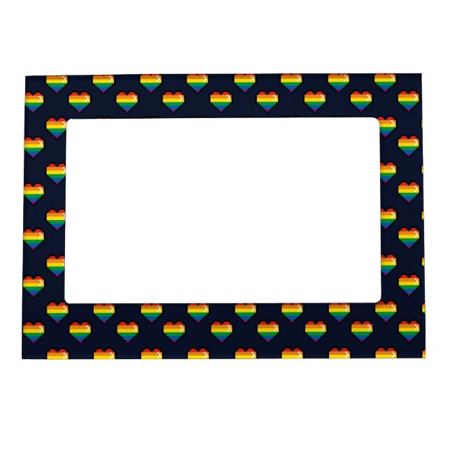Rainbow 8 Bit Heart Pattern Magnetic Frame (Front)