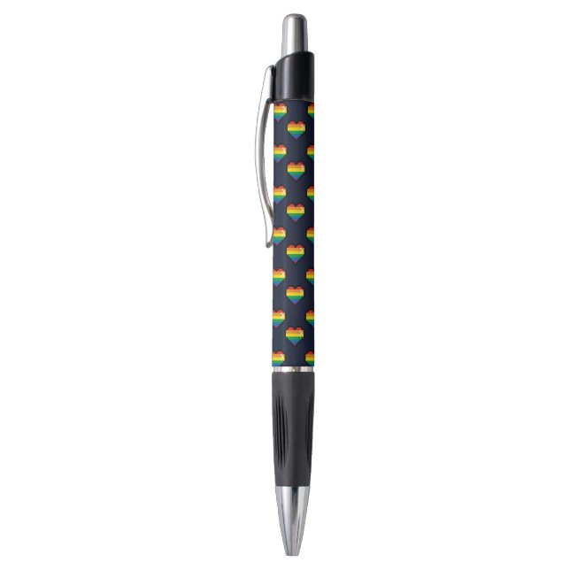 Rainbow 8 Bit Heart Pattern Pen (Top (Vertical))