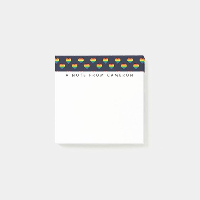 Rainbow 8 Bit Heart Pattern Post-it Notes (Front)