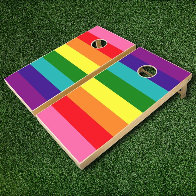 Rainbow 8 Stripe Gay Pride Cornhole Set (Creator Uploaded)