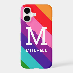 Rainbow 8 Stripe Gay Pride Custom Monogram Initial iPhone 17 Case