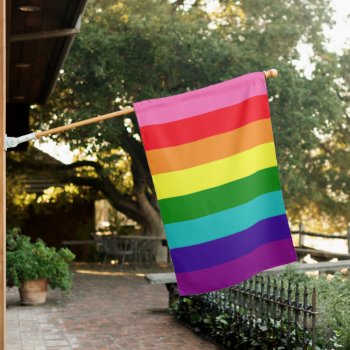 Rainbow 8 Stripe Gay Pride House Flag by RandomLife at Zazzle