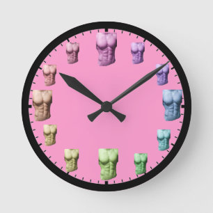 Rainbow Abs Wall Clock-Pink Round Clock
